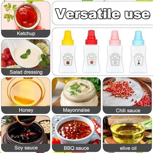 YUXIANLB 4Pcs Mini Ketchup Bottles, 25ml Small Condiment Squeeze