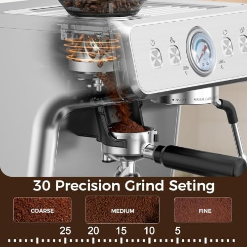 Electactic Espresso Machine with Grinder, 20 Bar