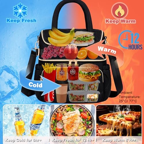 Weitars Lunch Bag for Women Men,Double Deck Lunch Box for Women,Lunch