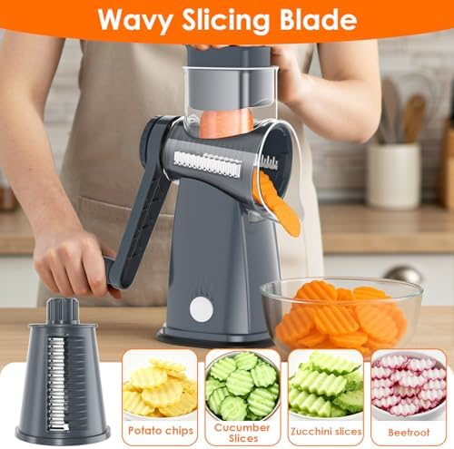 MealHelper 5-Blade Rotary Cheese Grater, Gray