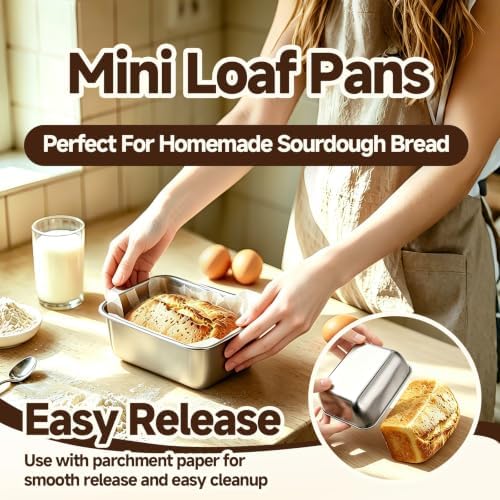 Mini Loaf Pans for Baking Bread, 8 Pack Mini Sourdough Loaf Pans