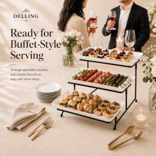 DELLING 3 Tier Serving Tray Set 16 Inch, Large Porcelain Tiered