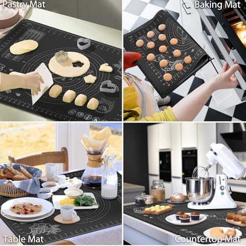 Silicone Baking Mat 28" x 20" Extra Thickness Dough Rolling Mat with