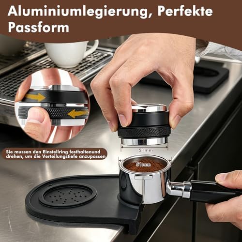 Philorn 51mm Espresso Accessories Kit, 6Pcs Distributor Tamper WDT