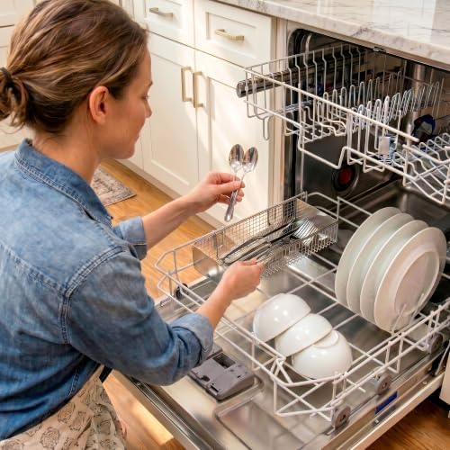 Dishwasher Silverware Basket with Hook, 304 Stainless Steel