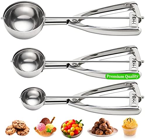 Cookie Scoop for Baking Set of 3 - Ice Cream Scoop Stainless Steel