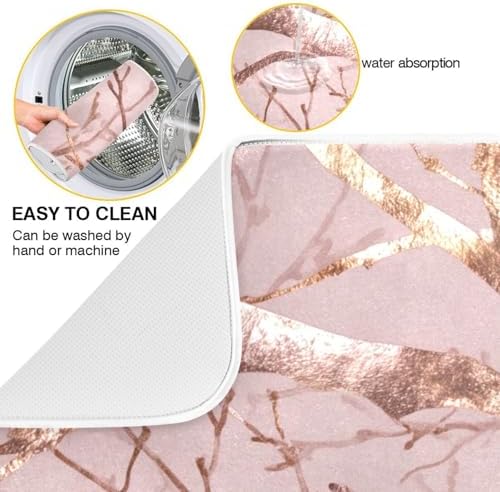 OTVEE Blush Branch Art Dish Drying Mat for Kitchen Counter Absorbent