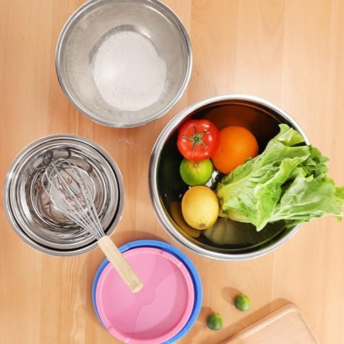 Mixing Bowls with Lids, 5PCS, Stainless Steel