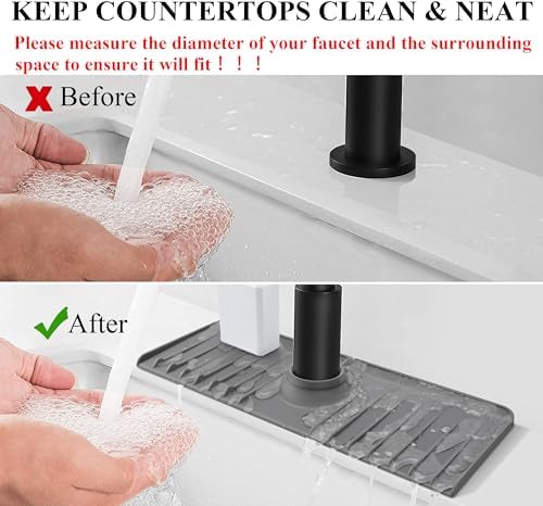 YATOISUR Sink Splash Guard 14.4” x 5.4” - Sink Faucet Mat with Faucet