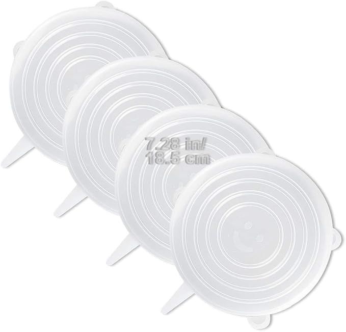 LELE LIFE 4 Pack Same Size Silicone Stretch Lids, Thicker Reusable Sturdy by LELE+LIFE