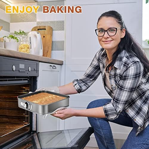 Zubebe Springform Cake Pan Square Non Stick Baking Pan
