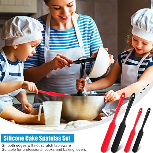 Patelai 4 Pcs Silicone Jar Spatulas 13 and 9.6 Inch Non-stick,Red