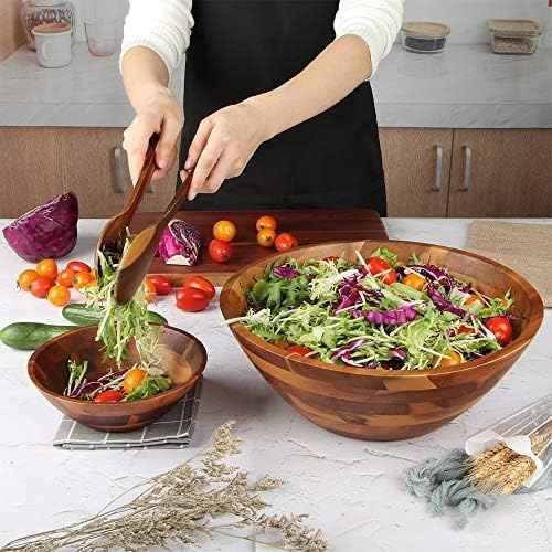 AIDEA Salad Bowls, Wooden Salad Bowls Set, Large Acacia Wood Serving