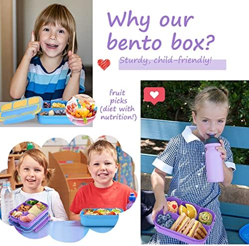 QQKO Bento Lunch Box for Kids Girls Boys, Toddler Kids Lunch Boxes for