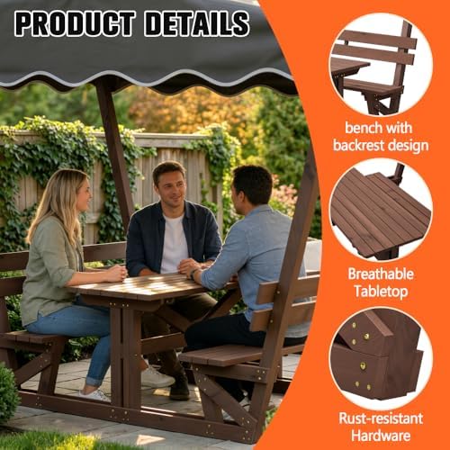 5'x3' Wooden Gazebo with Waterproof Top