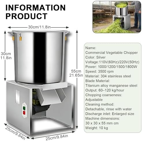 Commercial Electric Vegetable Chopper, 1500W, 60-200Kg/H Capacity