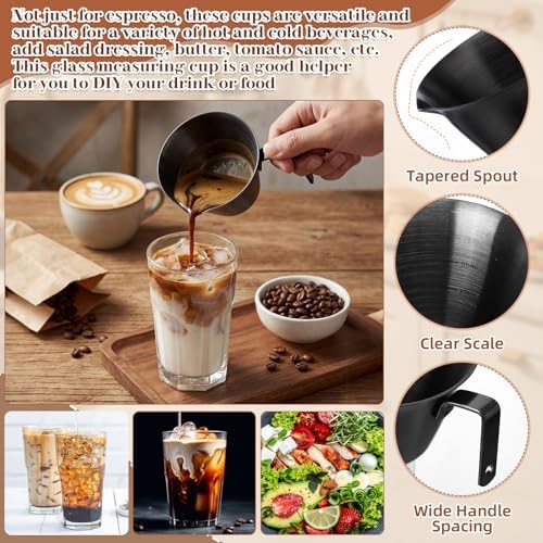 4 Pcs Espresso Accessories Kit with Espresso Cups with Handle, Milk