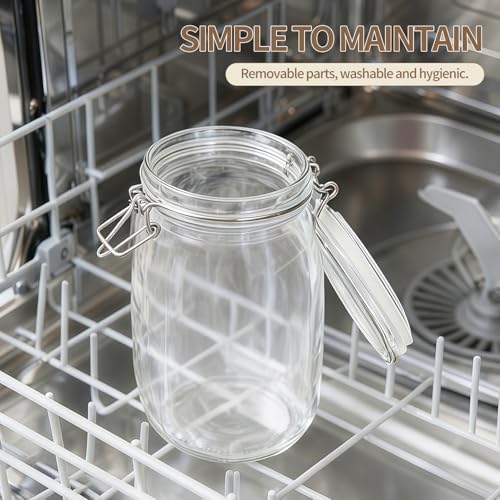 ODBCYWM 34oz Glass Food Storage Jars with Airtight Lids, Set of 4