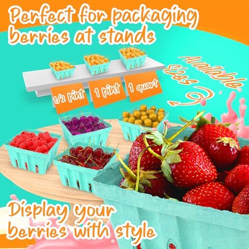 MT Products Green Berry Basket 1 Pint - Molded Pulp Fiber Vented