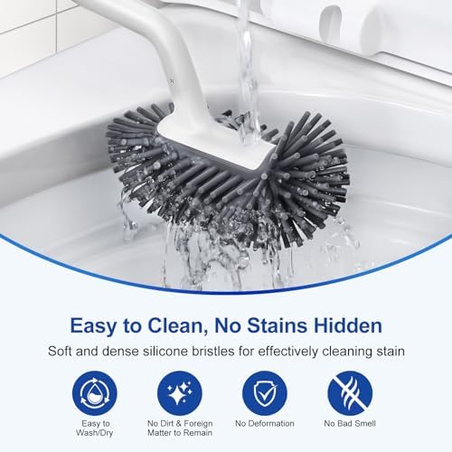 HAMITOR Silicone Toilet Bowl Brush Holder Set, White