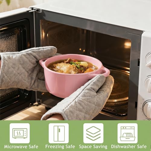 4 Piece Mini Cocotte Set, 16 oz Individual Baking Ramekins, Pink