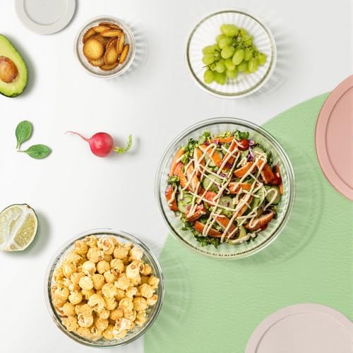 Glass Mixing Bowls with Lids Sets, 4 PCS Serving Bowls for Party or