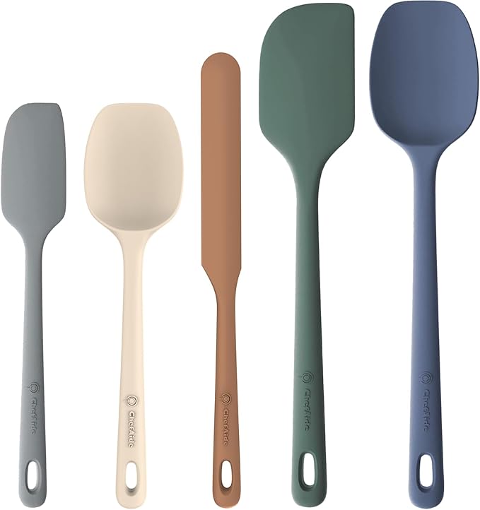 ChefAide 5 Pieces Silicone Spatula Set, Food Grade Rubber Spatula, Upgrade by ChefAide