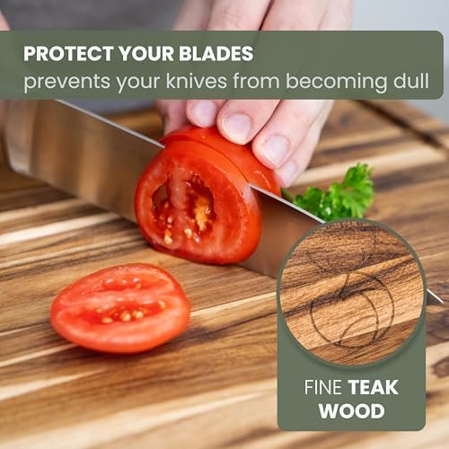 WALDWERK Teak Wood Cutting Board, 24 x 18 x 1,2"