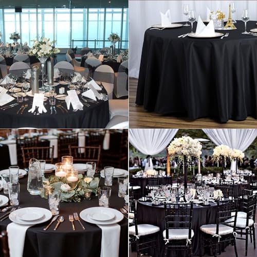 10 Pack Black Round Tablecloths, 120 Inch Stain Resistant and Wrinkle