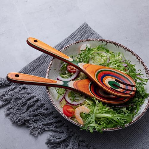 Pakkawood Salad Tongs,10.5 inch wooden Spoons, Serving utenstil