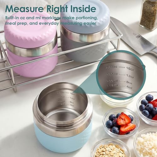 24 oz Insulated Food Jar, Stainless Steel Lunch Container, Black