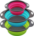 Qimh Collapsible Colander Set of 3 Round Silicone Kitchen Strainer Set by Qimh