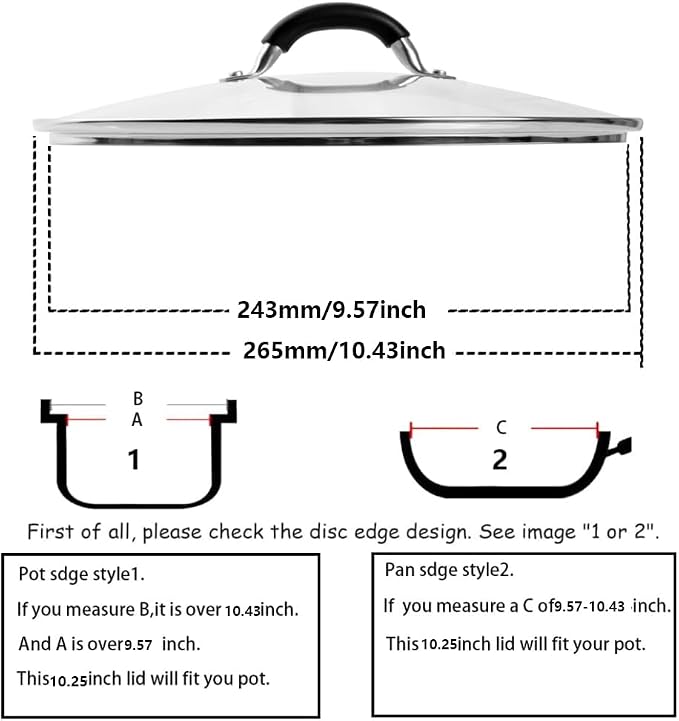 10.25 Inch Tempered Glass Lid for Lodge 10.25" Cast Iron Skillets & 5QT Dutch - Image 2