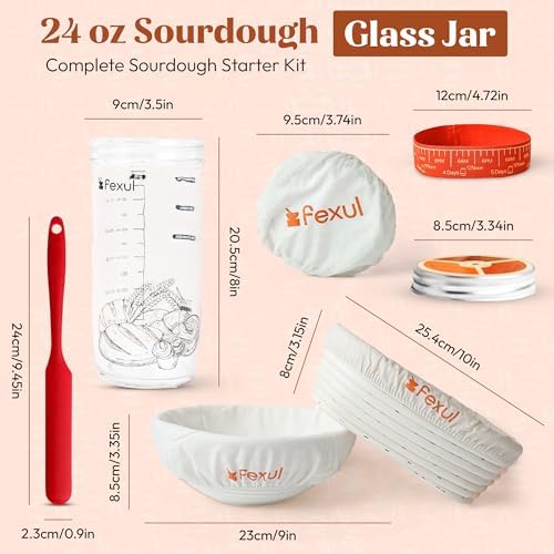 Sourdough Starter Kit with 9” Round & 10” Oval Banneton Bread Proofing
