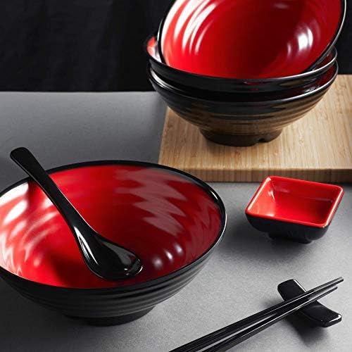 Unbreakable Ramen Bowl Set with Chopsticks and Spoon: 2 large Japanese