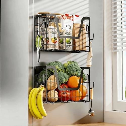 2-Pack Magnetic Fruit Basket Shelf for Refrigerator