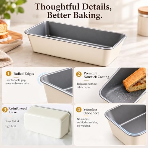 2 Pack 9x5 Inch Loaf Pan, Heavy Duty Nonstick Bread Pans for Baking