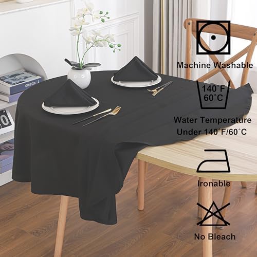 Black Oval Tablecloth, 52 x 70 Inch, Stain and Wrinkle Resistant