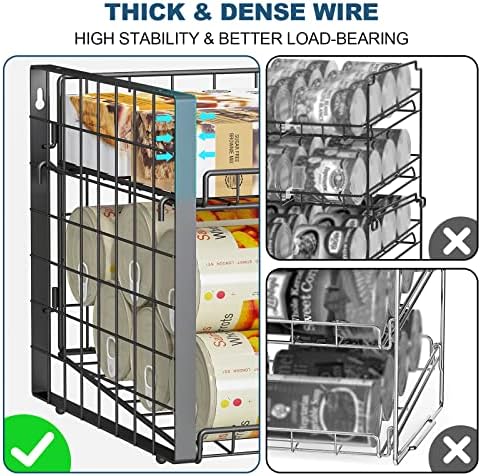 JKsmart 2-Tier Stackable Can Rack Organizer for Pantry, Adjustable Can Dispenser Holds Up to 60 Cans, Can Storage Holder for Various Ounces of Canned Food Soda Drinks, Black, 2 Pack