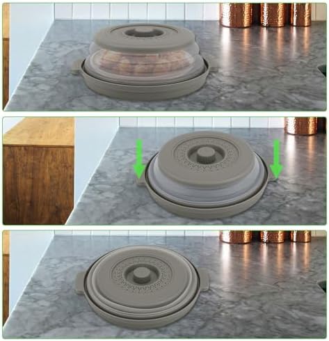 2 Sets Microwave Splatter Plate Cover for food with Base Mat