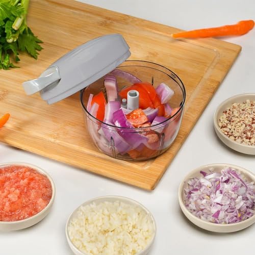 Manual Food Processor Vegetable Chopper 2.3 Cup Small Mini Hand Pull