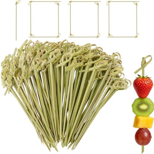 1000PCS Bulk Cocktail Picks, 4.7 IN Handmade Natural Bamboo Knot