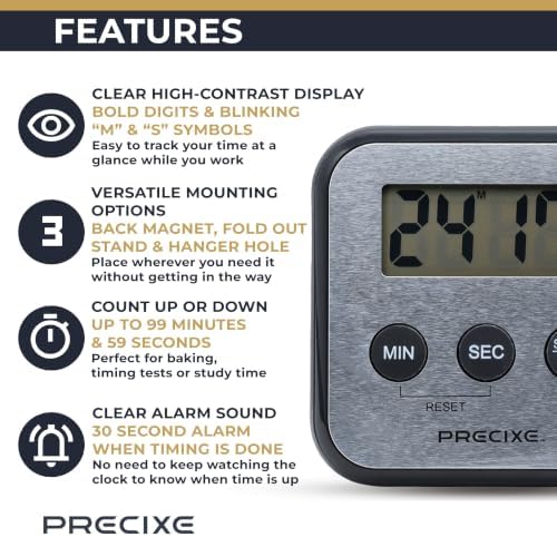 Stainless Steel Digital Timer, Countdown and Countup