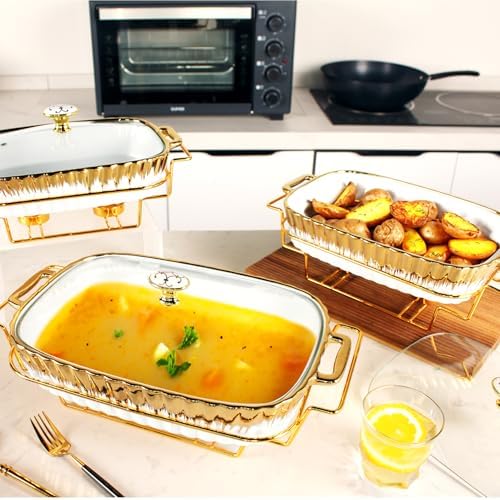 Ceramic 14-Inch 1.6-Quart Casserole Baking Pan with Glass Lid