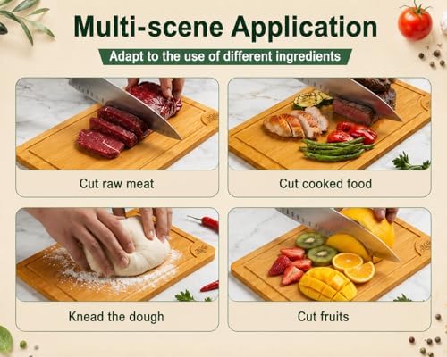 Bamboo Cutting Board Set for Kitchen – 3 Piece Wooden Chopping Boards