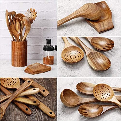 8-Piece Teak Wooden Cooking Utensil Set