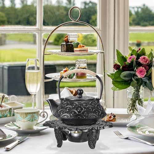Sumnacon Cast Iron Teapot Warmer Dish Cups Heater Decorative Trivet