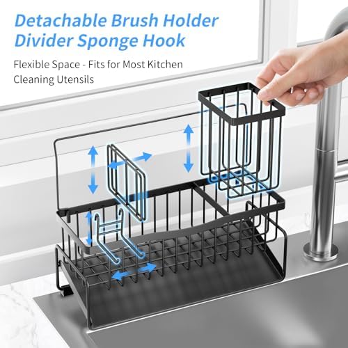 Sponge Holder for Kitchen Sink, 304 Stainless Steel, Black