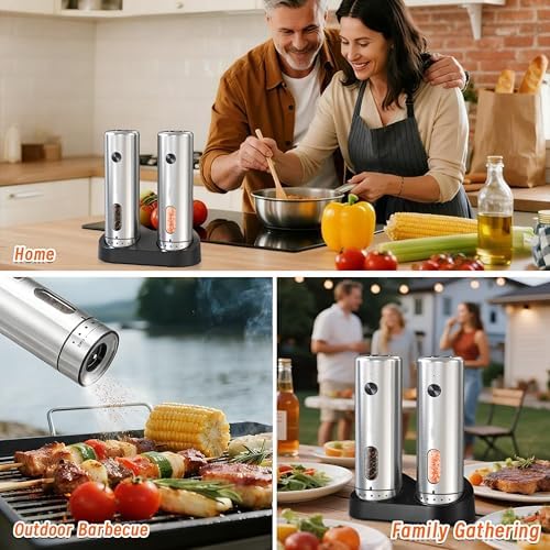 Electric Salt and Pepper Grinder Set, Rechargeable, 110ml