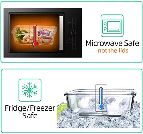 [5-Pack,36 Oz] Glass Meal Prep Containers 3 Compartments with Locking